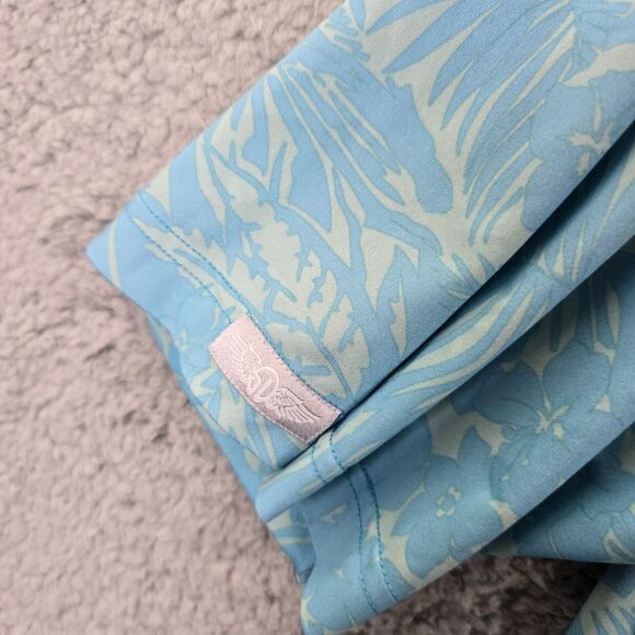 Straight Down Men's Performance Golf Polo Shirt Blue Hawaiian Style Size M - Picture 5 of 10